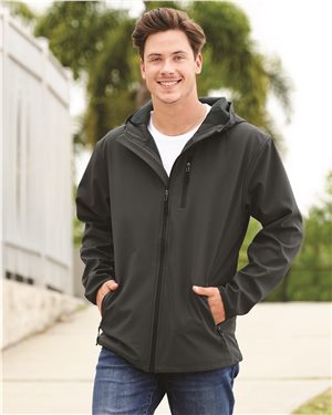 Hooded Poly-tech Soft Shell Jacket / Black & Graphite / Beach FC